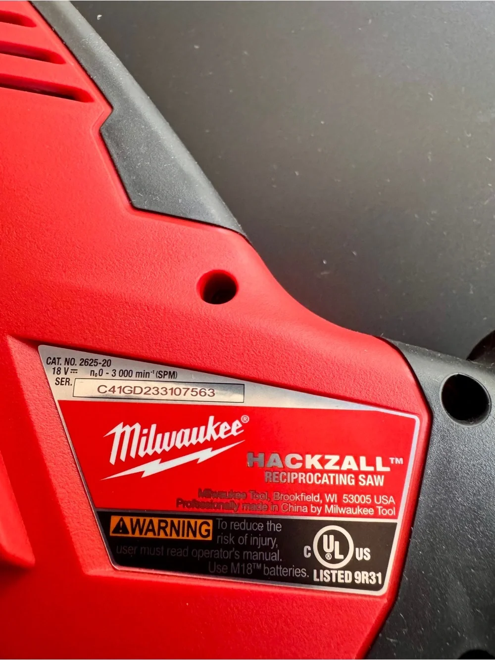 NWOB Milwaukee M18 2625-20 HACKZALL 18V Cordless Reciprocating Saw Tool Only